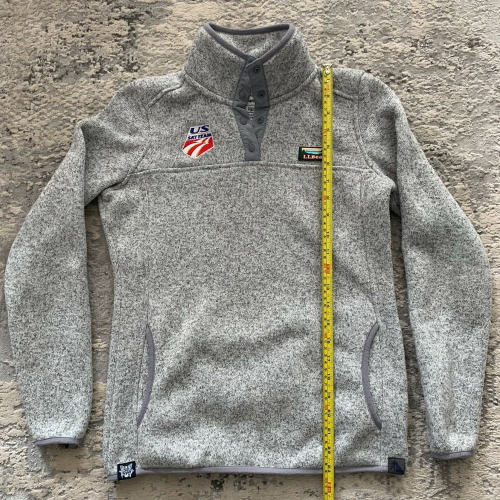 Womens LL Bean Sweater Fleece Pullover Snap Fleece Heather Grey Size XXS US Ski